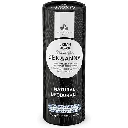 BEN&ANNA Papertube Urban Black Vegan deodorant and certified natural cosmetics in paper packaging - Peta Vegan Award winner - Made in Germany