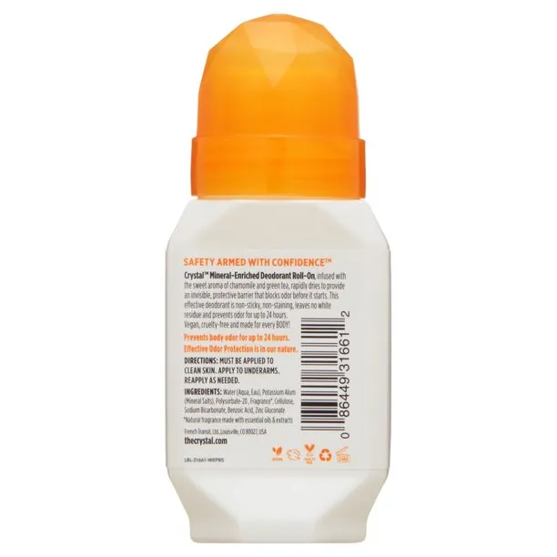 Crystal Deodorant Roll On Chamomile & Green Tea 4Oz
