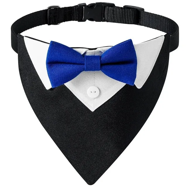 Elegant Adjustable Dog Tuxedo Collar with Bow Tie for Special Occasions