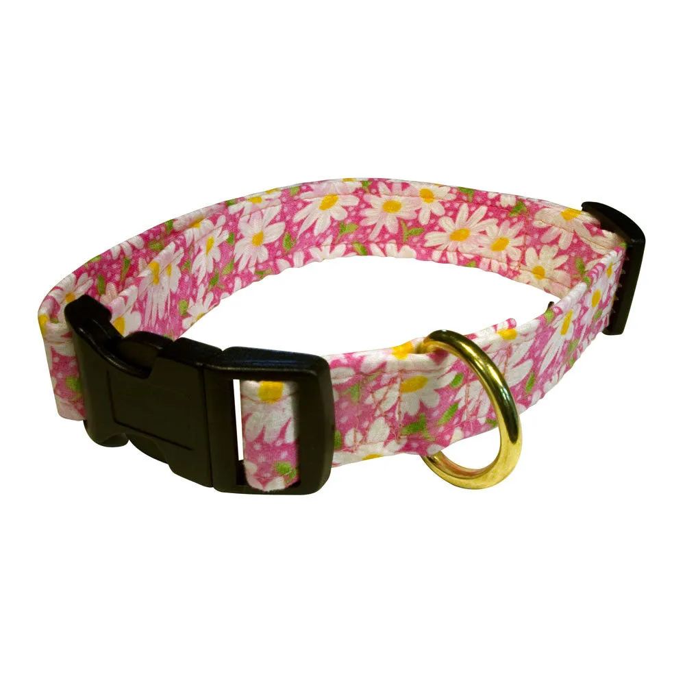 Elmo's Closet Daisies On Pink Dog Collar