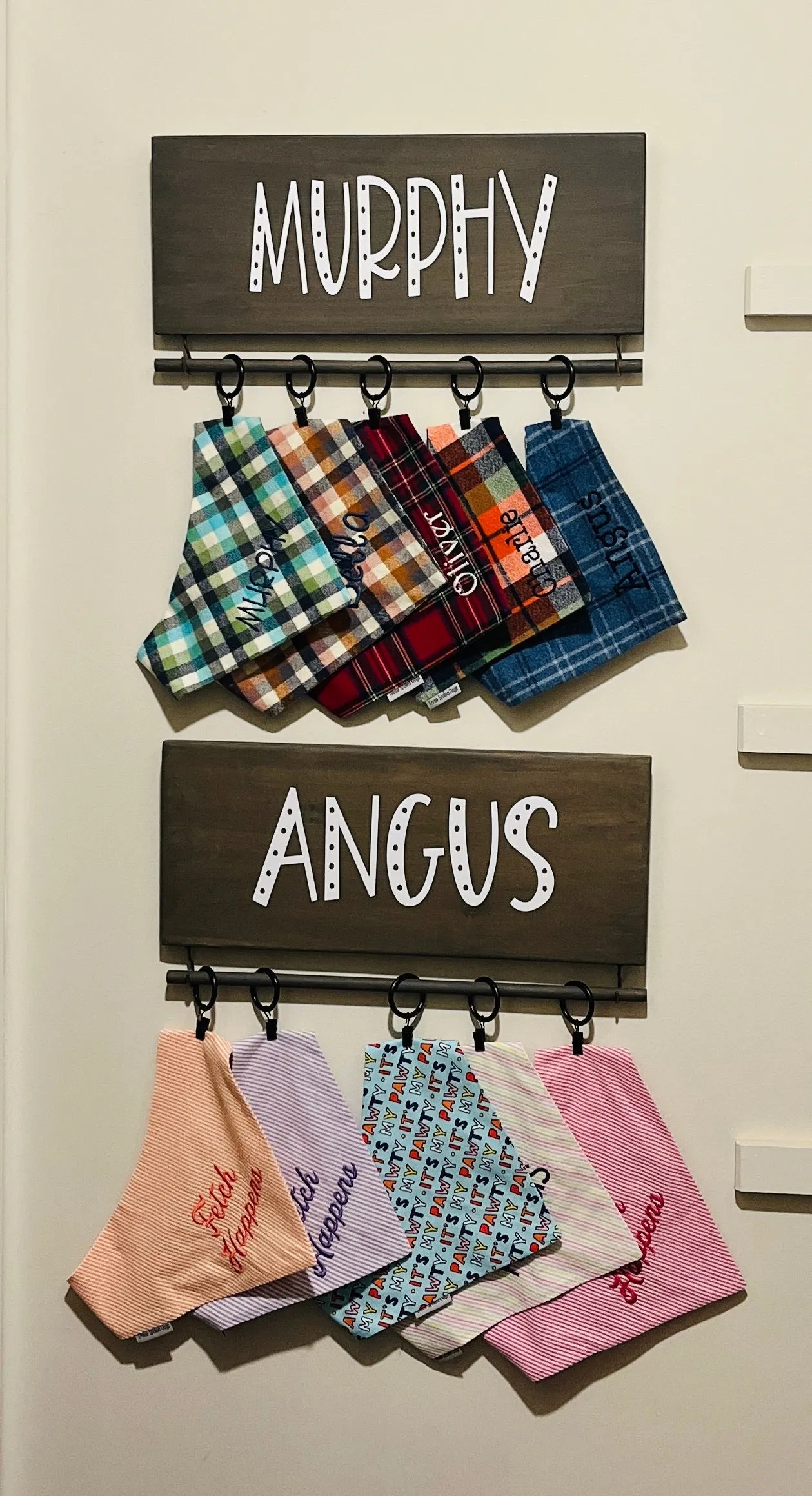 Personalized Dog Bandana Hangers - Holds Collars & Leashes too