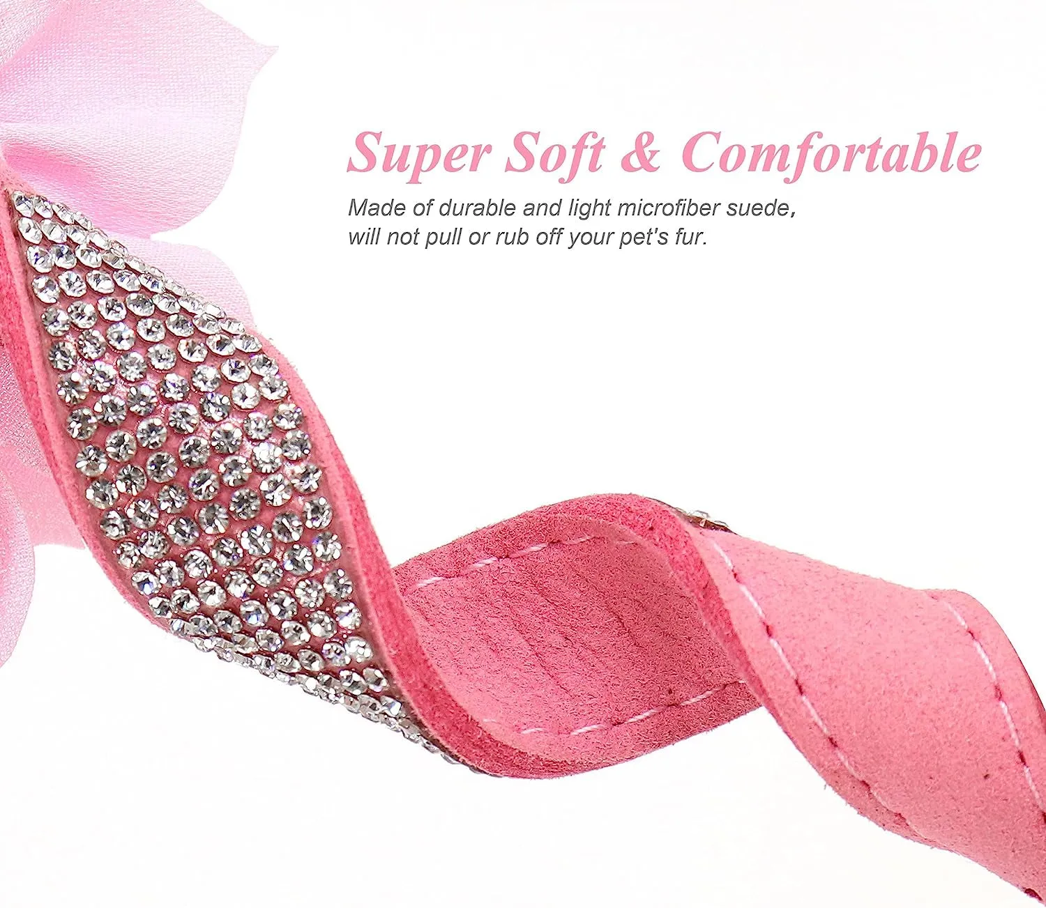 Rhinestone Suede Dog Collar Set